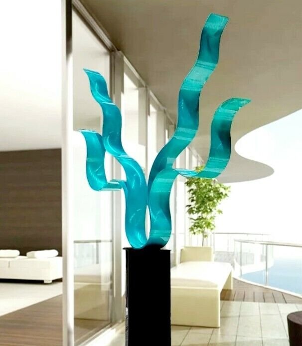 Large Metal Sculpture Aqua Modern Art Indoor/Garden Decor. Original Jon Allen