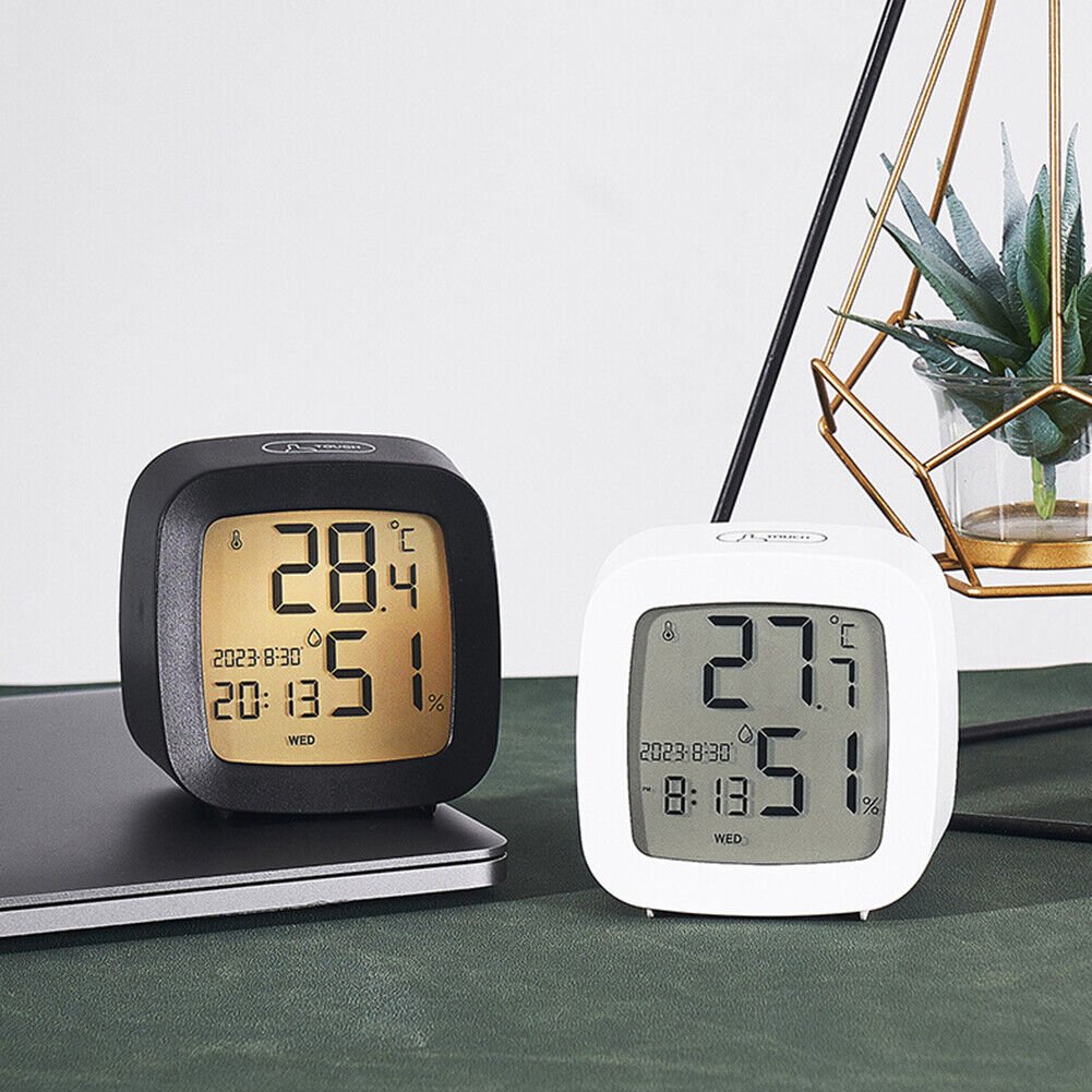 LED Alarm Clock with Backlight Battery Operated LCD Display Temperature Humidity