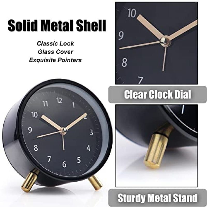 LED Desk Alarm Clock Nightlight Snooze Quiet Non Ticking Battery Powered Bedroom