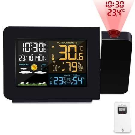 LED Snooze Alarm Clock with Weather Station, Digital Projection Clock for Bedrooms, Indoor Outdoor photo LED Snooze Alarm Clock with Weather Station, Digital Projection Clock for Bedrooms, Indoor Outdoor