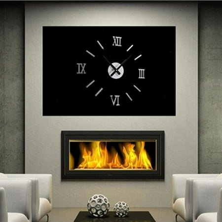 Leonard Modern Diy Mirrored Clocks for Living Room Decor Large Acrylic Wall Clock/ 3d Wall Clock/ Extra Large Wall Clock/ Frameless Clock Roman Numerals Mute Wall Decor Clock Stickers Decoration