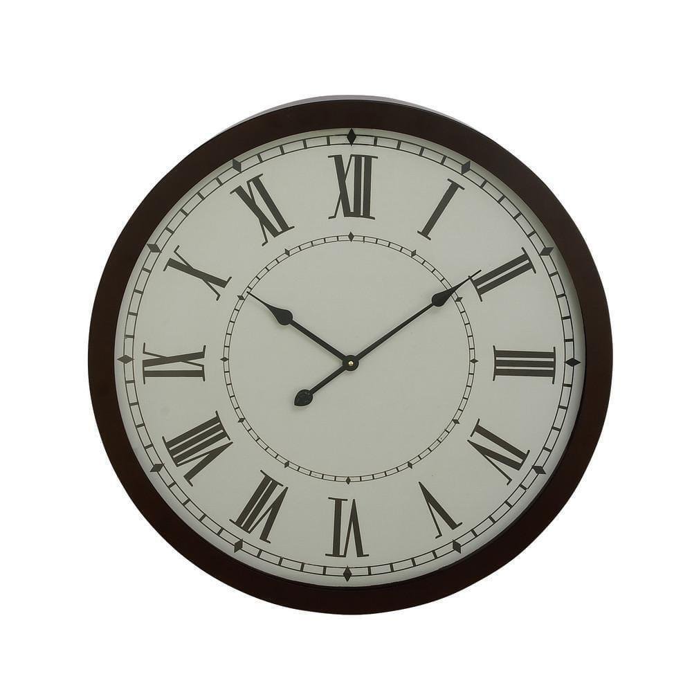 Litton Lane Wall Clock 30"Lx 3"Wx 30"H Metal Frame Material Round in Black