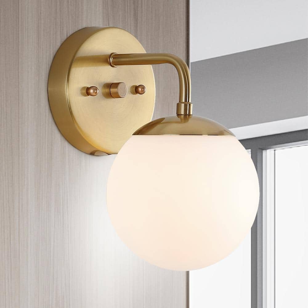 Louis Parisian Globe 5.75 in. 1-Light Brass Gold Metal Modern Contemporary LED...