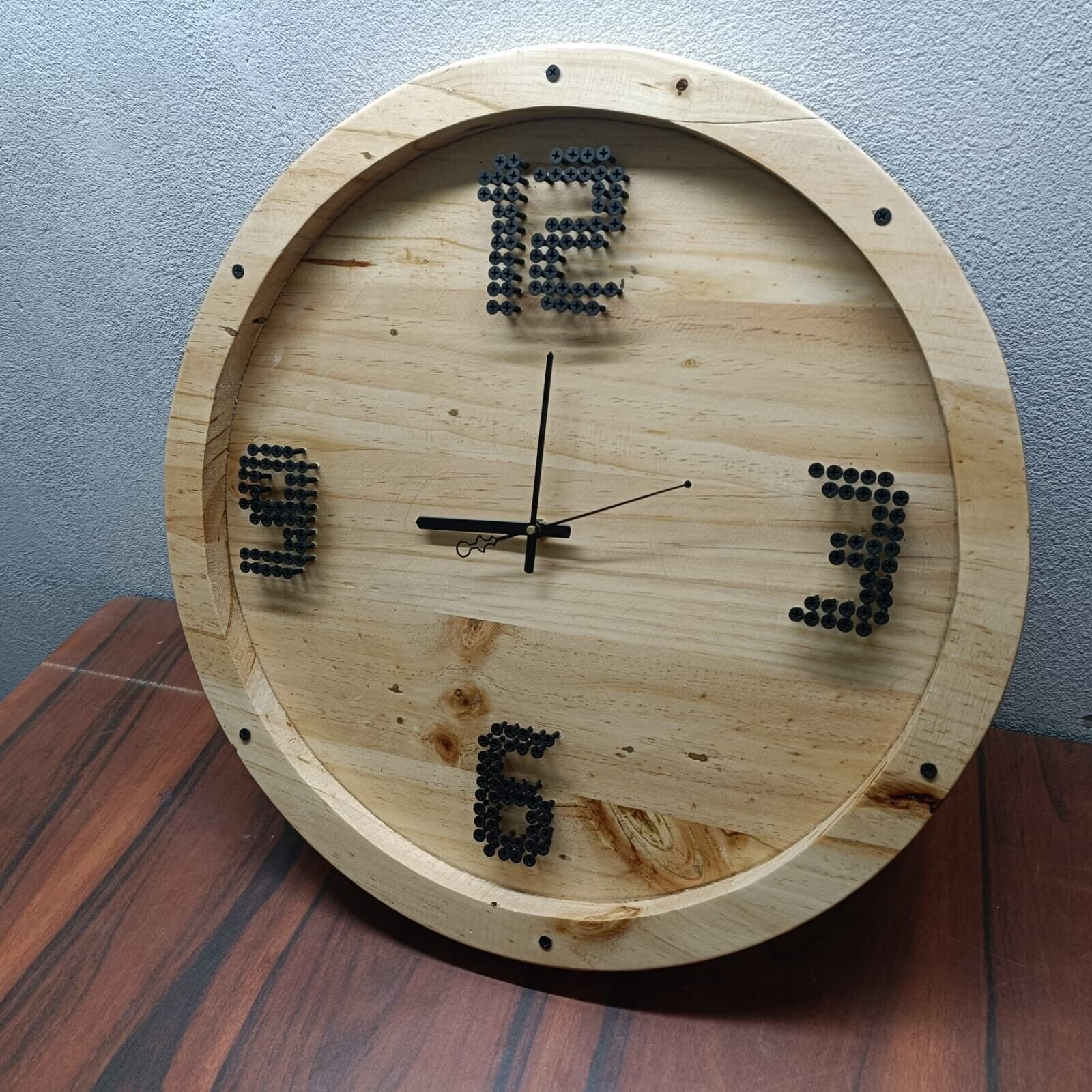 Made to Order Metal & Olive Wood Wall Clock , Big Wood and Metal Wall Clock