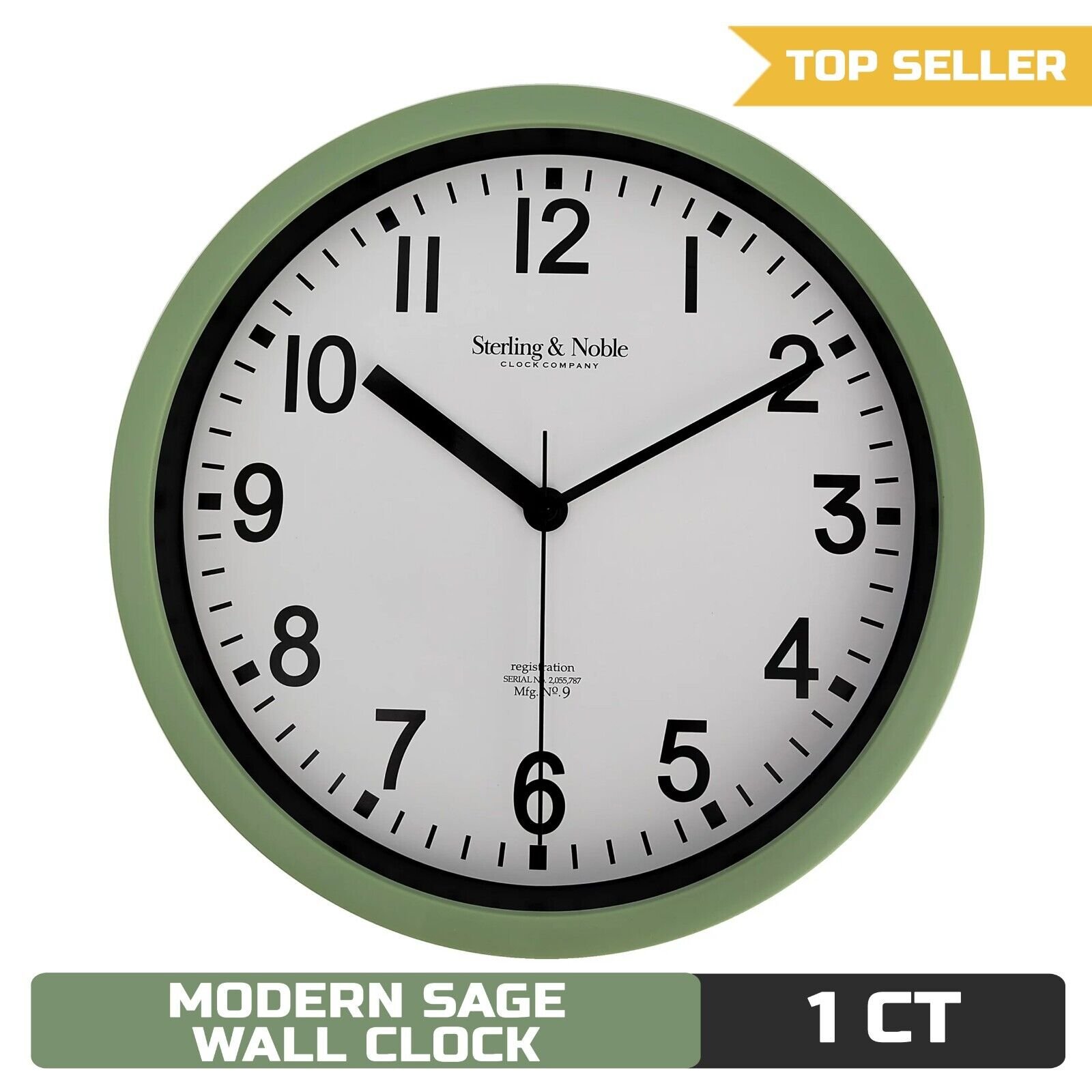 Mainstays Basic Indoor 8.78" Sage Analog Round Modern Wall Clock