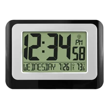 Main Stays Black Atomic Digital Calendar Desk Alarm Clock with Temperature, W 88631