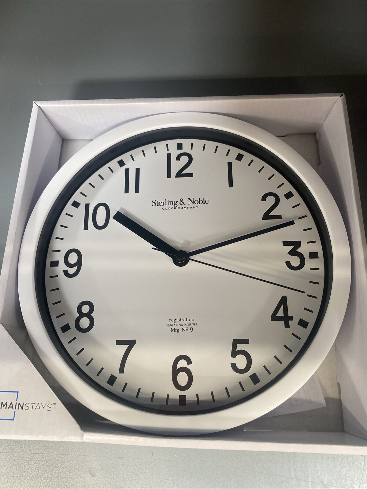 Mainstay Sterling and Noble 8.78" Analog Display Wall Clock - White