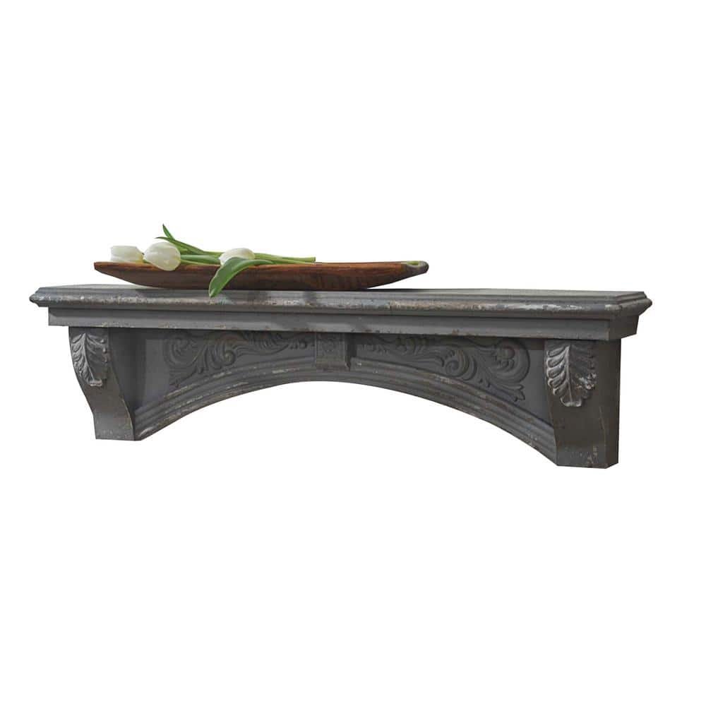 Mantel Wood Shelf Aged Gray