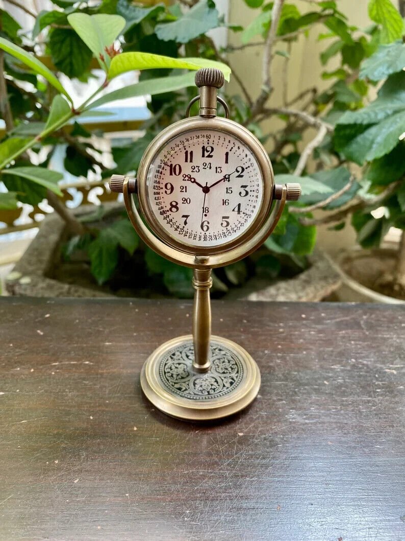 Maritiime Nautical Desk Clock brass Finish Table Clock For Home & Office Decor