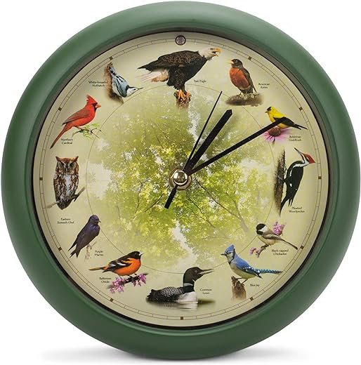 Mark Feldstein Limited Edition 20th Anniversary Singing Bird Wall/Desk Clock, 8 Inch
