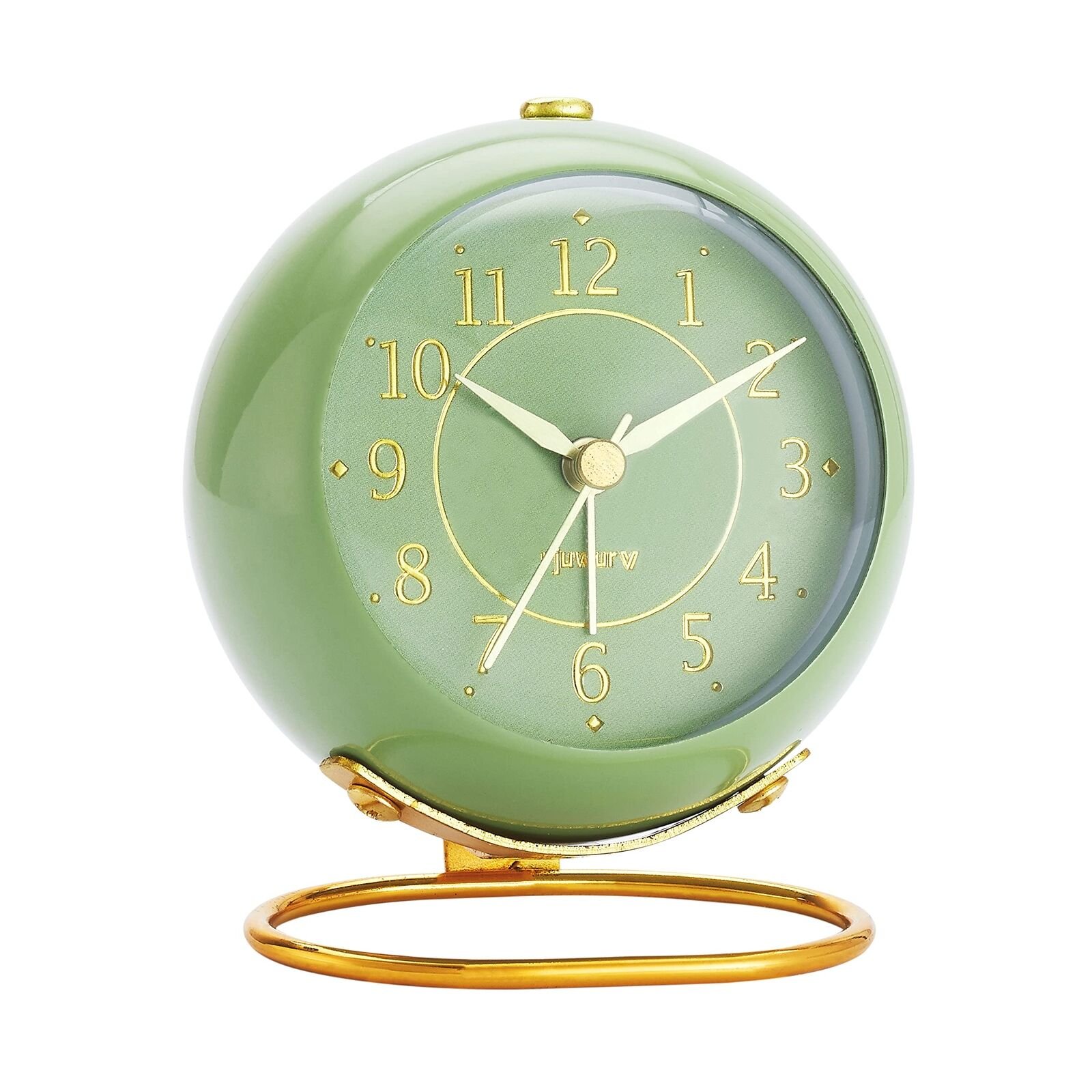 Metal Desk Clock Retro Bedroom Table Vintage Analog Alarm Clock Silent Non-Ticki