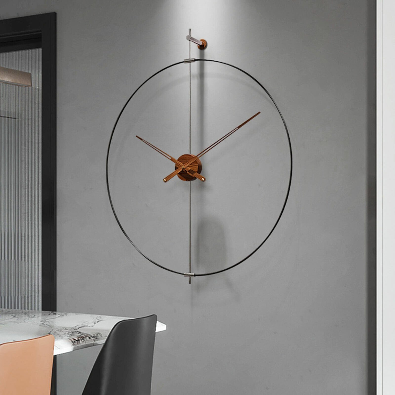 Minimalist Metal Ring Silent Large Wall Clock Iron Modern Design Home Black
