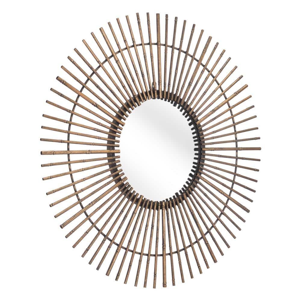 Modern Gold Steel Accent Mirror 31.9 in. H x 31.9 in. W