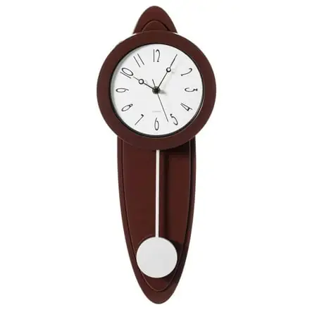 Modern Grandfather Brown Oval Pendulum Wood Looking Plastic Wall Clock for Living Room, Kitchen, or Dining Modern Grandfather Brown Oval Pendulum Wood Looking Plastic Wall Clock for Living Room, Kitchen, or