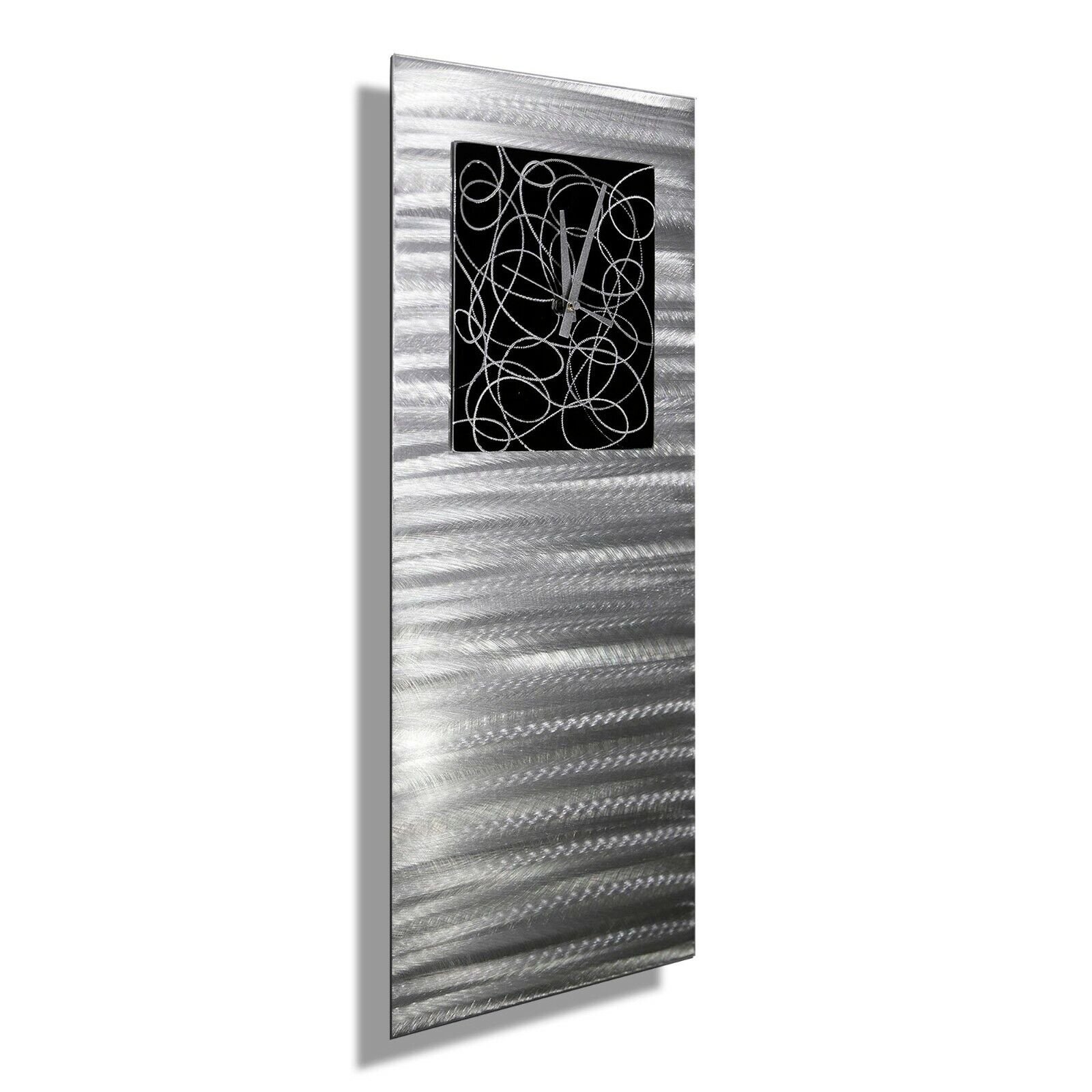 Modern Metal Wall Clock Art Silver Black Wall Sculpture Clock Decor Jon Allen