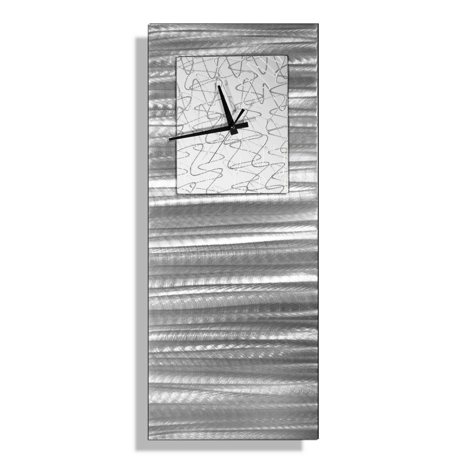 Modern Metal Wall Clock Art Silver White Wall Sculpture Hanging Decor Jon Allen