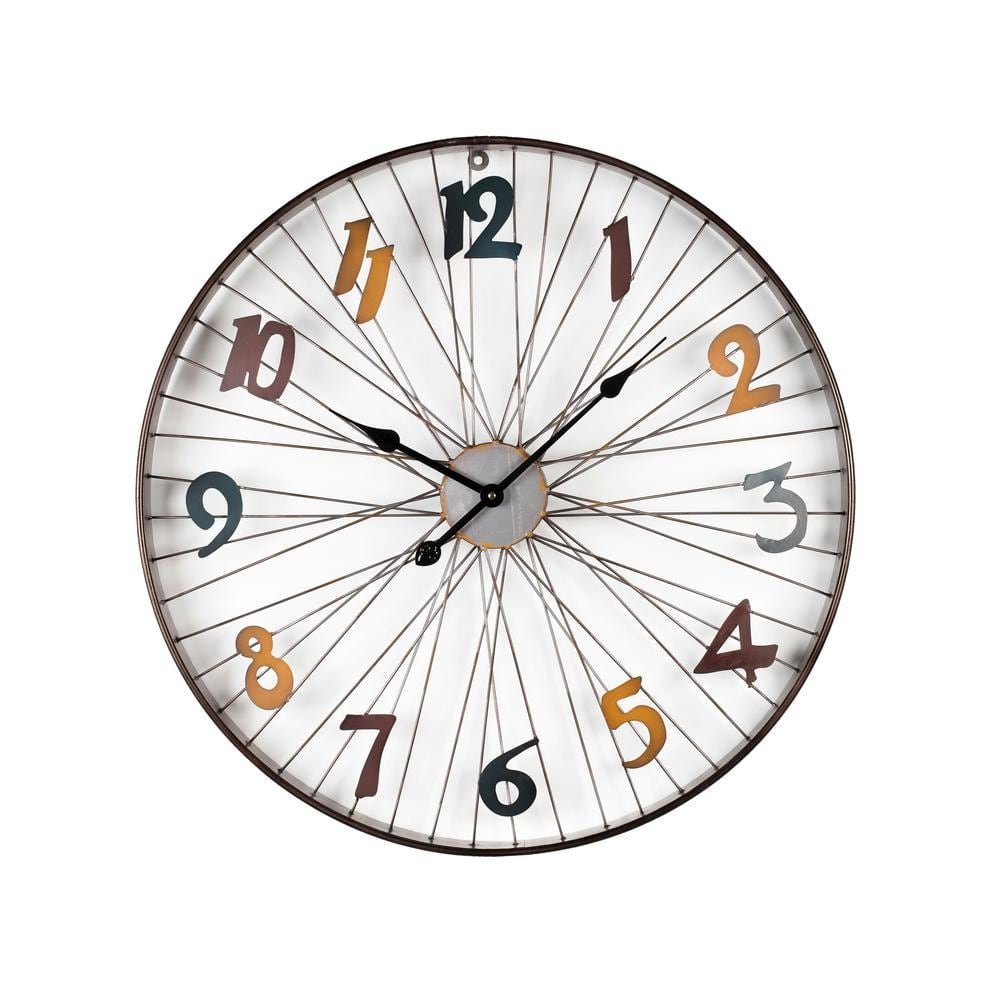 Modern Metal Wall Clock With Coloured Number