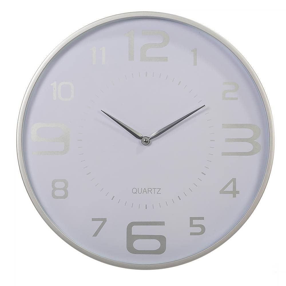 Modern Minimalistic Round Wall Clock, 18 inches, Silver