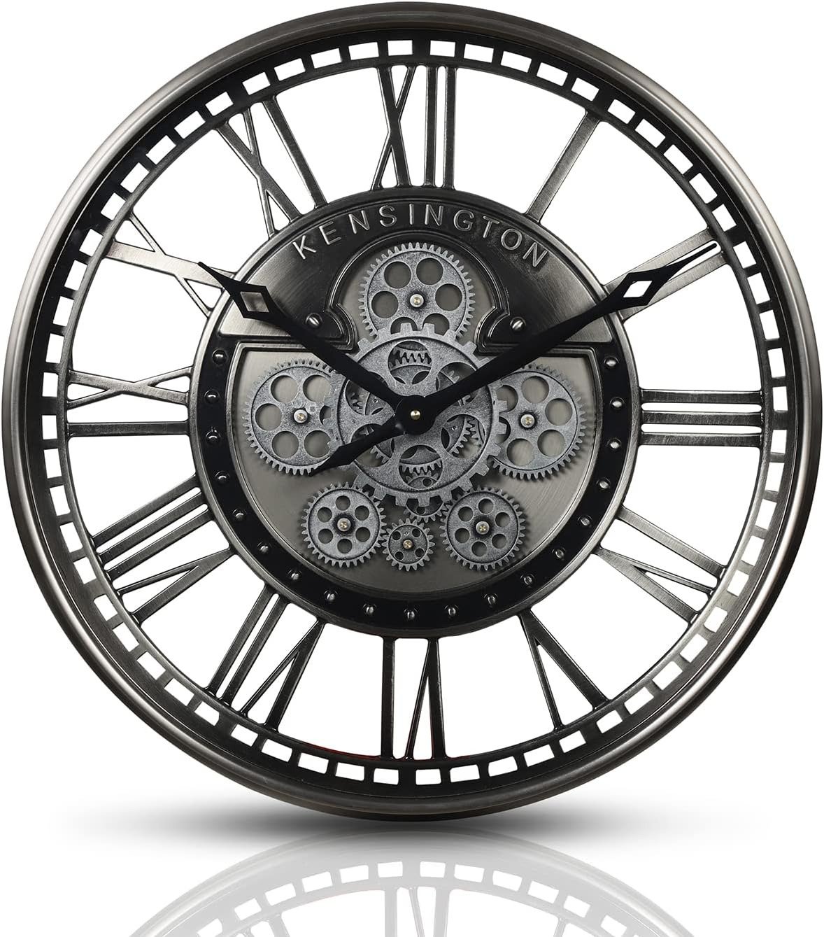 Modern Moving Gears Wall Clock for Living Room Decor,Industrial Steampunk Unique