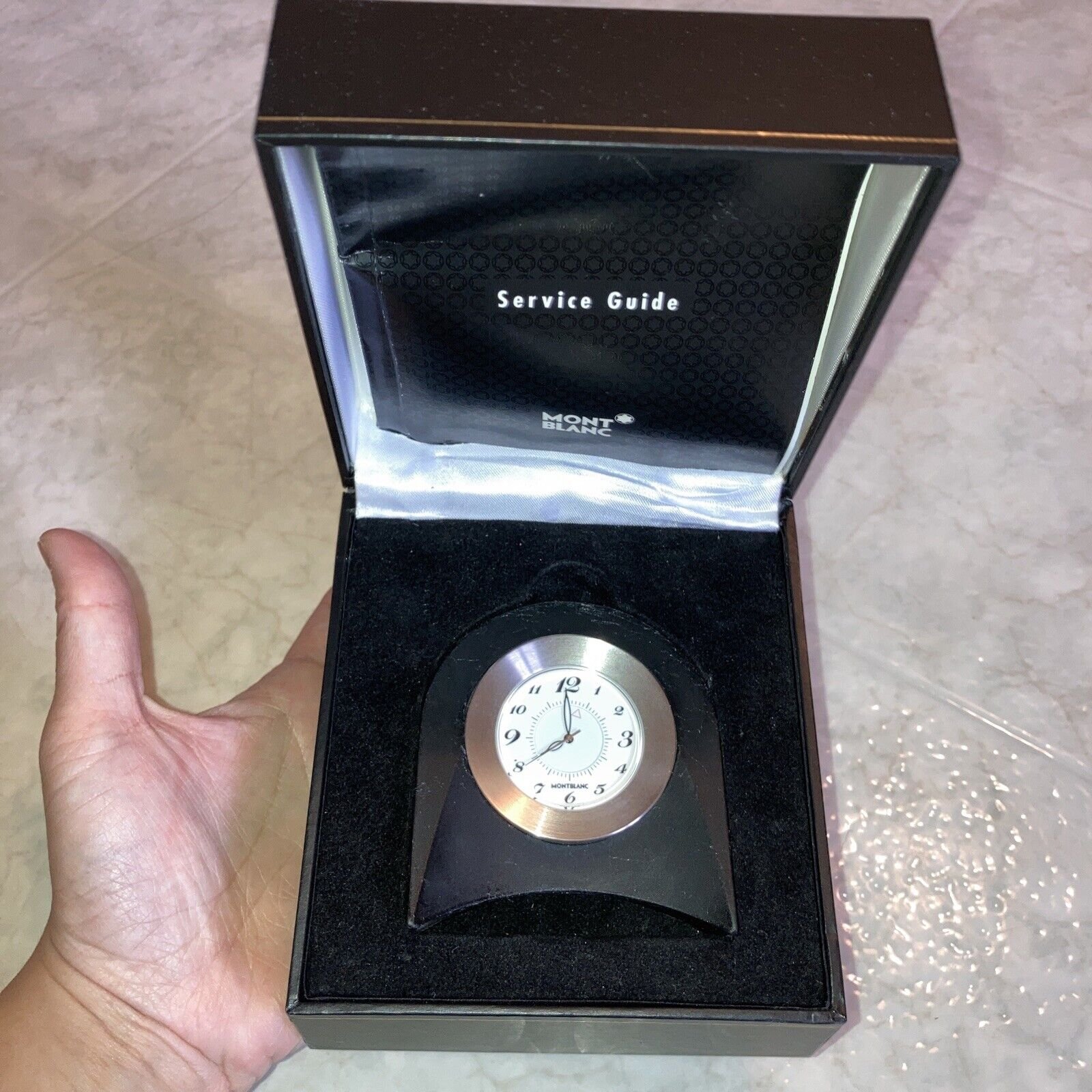 Mont blanc Quartz Travel Desk Clock Alarm ibox manual 7084 AL1855804 Black Swiss