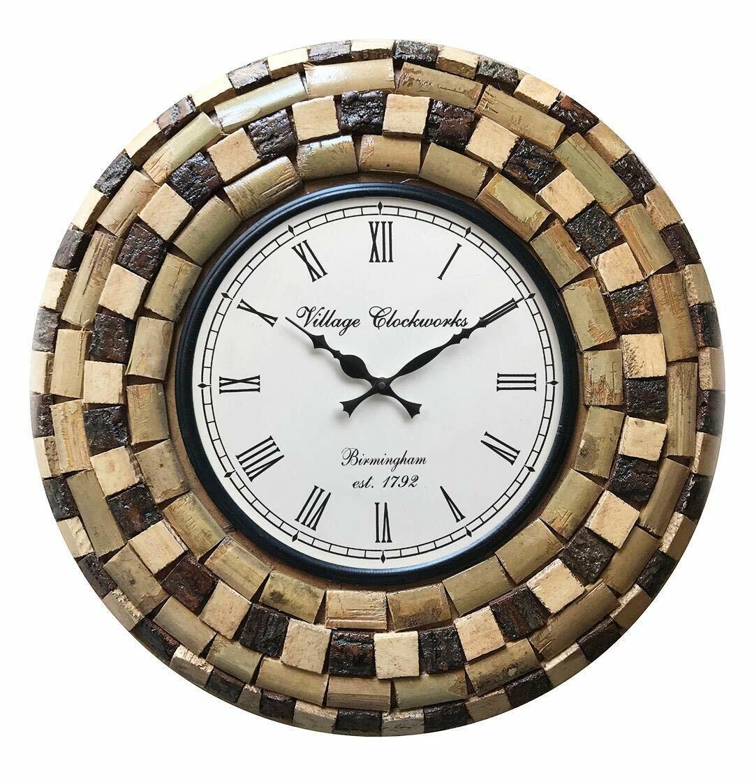 Mosaic Home Decor Vintage Style Wall Clock Antique Brown Wooden Wall Clocks