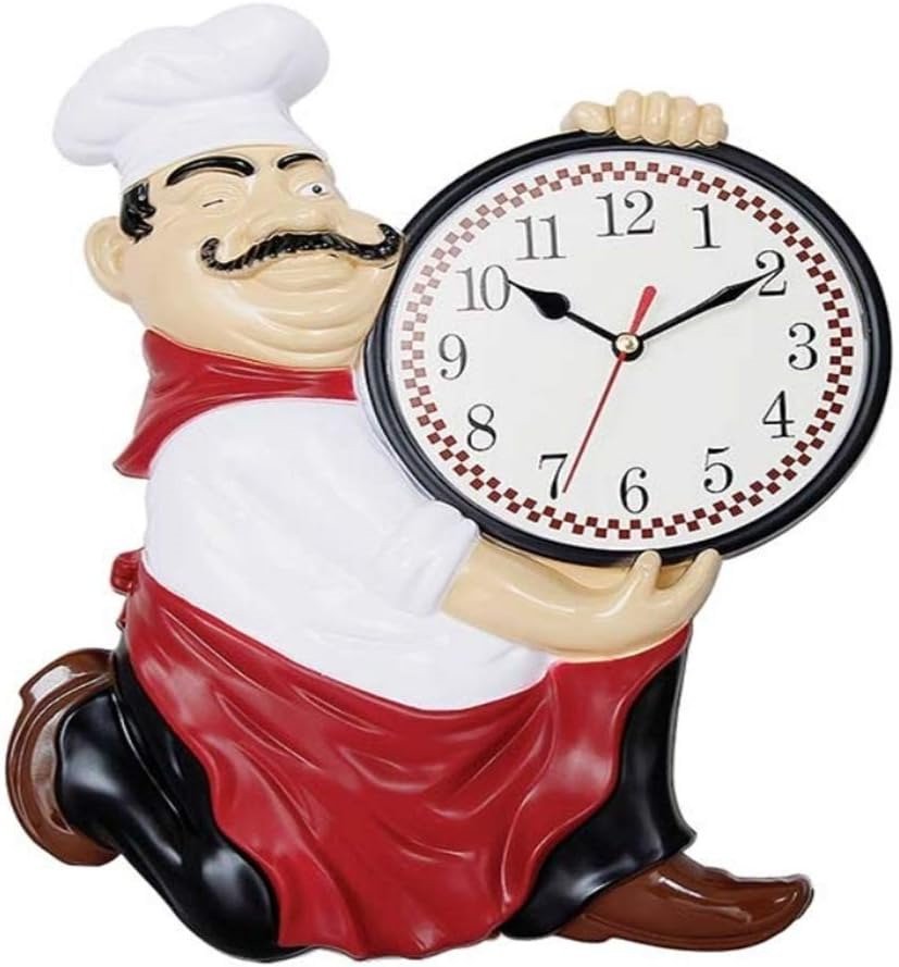 Muellery Chef Decorative Wall Mounted Clock for Kitchen Dinning Hall Restaurant