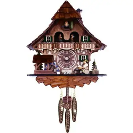 Musical Black Forest Cuckoo Clock with Dancers Musical Black Forest Cuckoo Clock with Dancers, Waterwheel, and Beer Drinker image