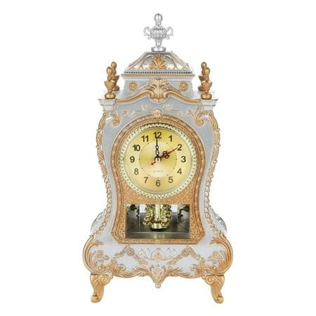 Naturalour Elegant Decorative Vintage Clock,Modern Mantel with Swinging Pendulum Shelf, Tabletop, Desk