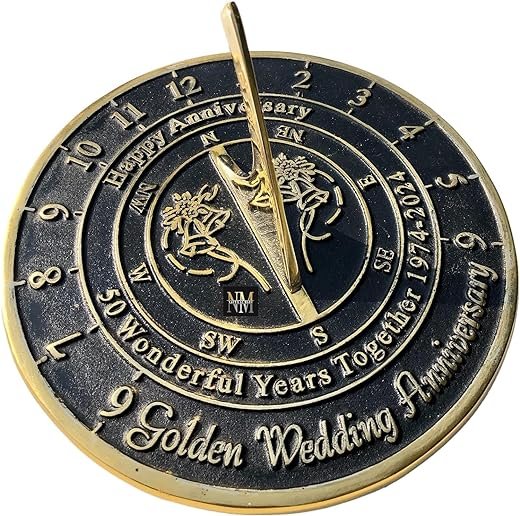 Nautical-Mart 50th Golden Wedding Anniversary Large Sundial Gift 10 inches Home and Garden Decor
