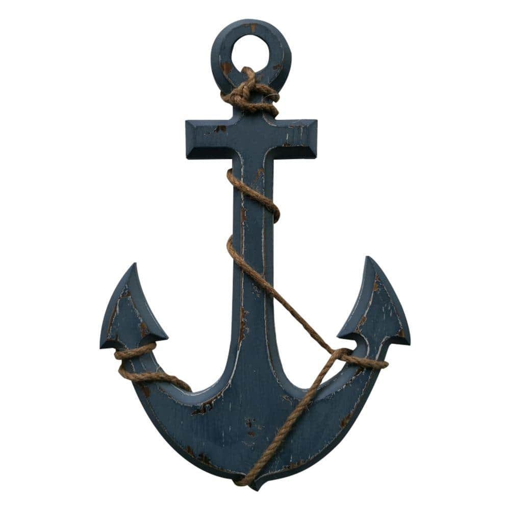 Nautical Distressed Wooden Anchor With Rope