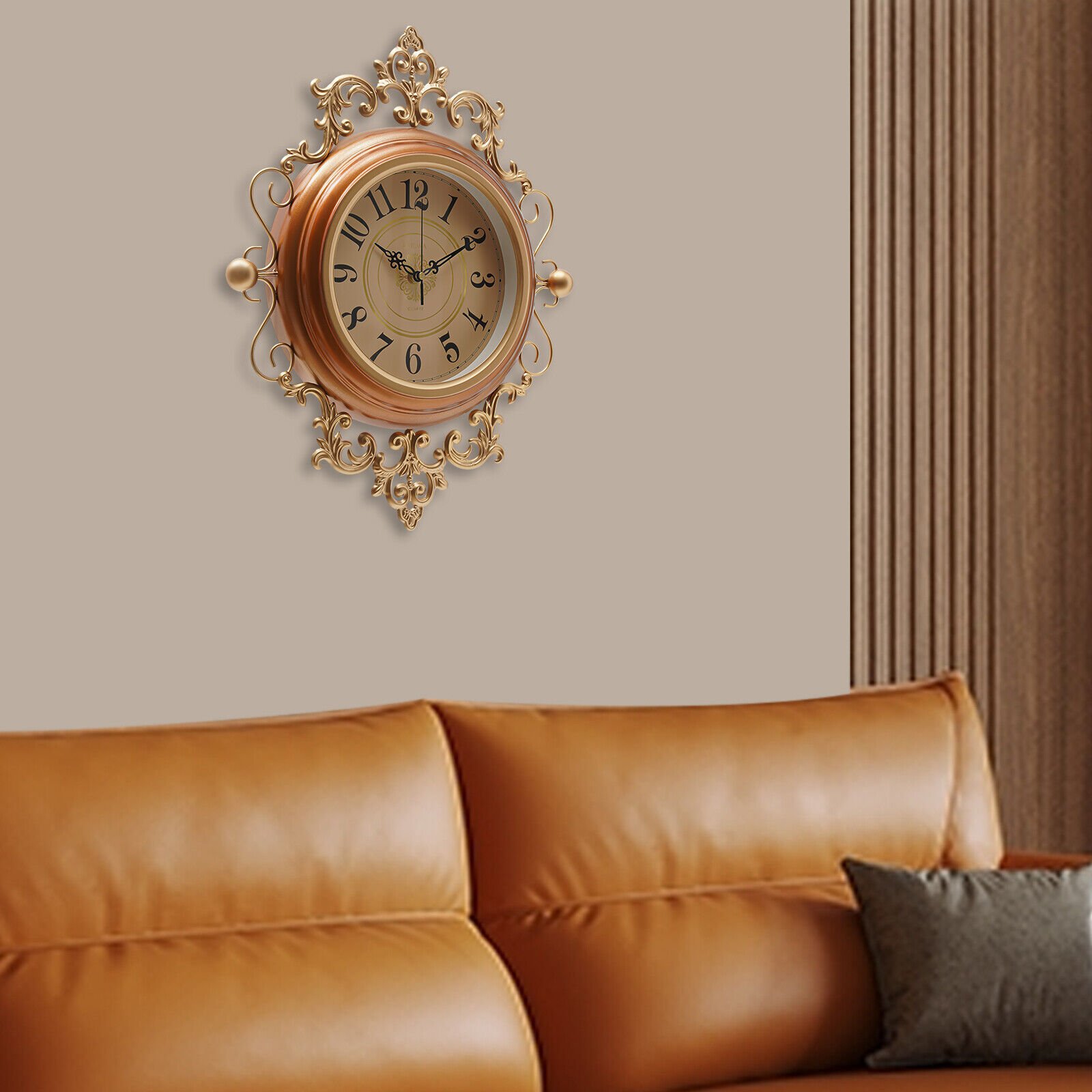 NEW 16inch Large Wall Clock Silent Modern Decorative Brown Wall Clocks