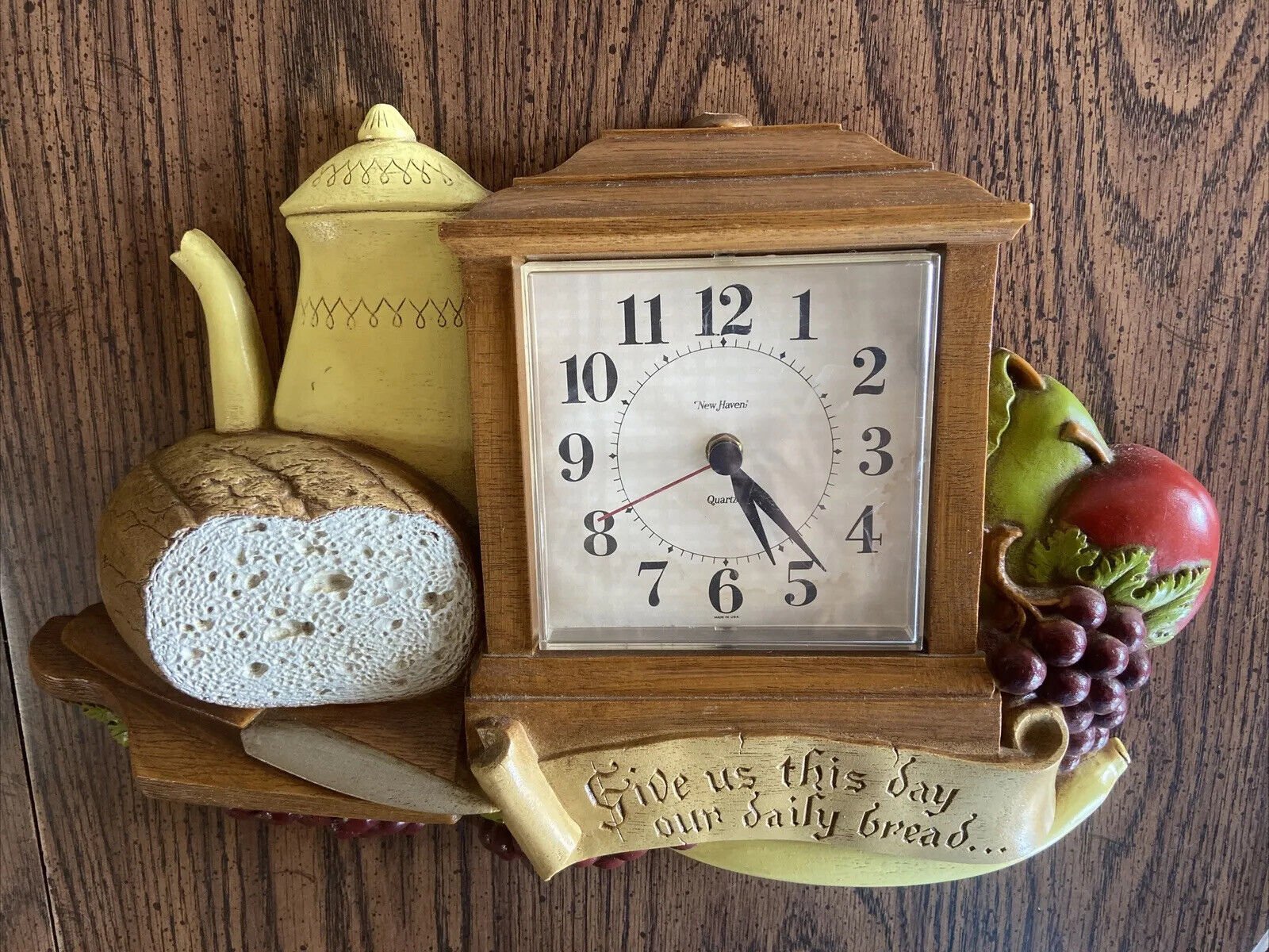 New Haven 1985 Burwood 2727 Wall Clock Daily Bread Prayer Tested Working *