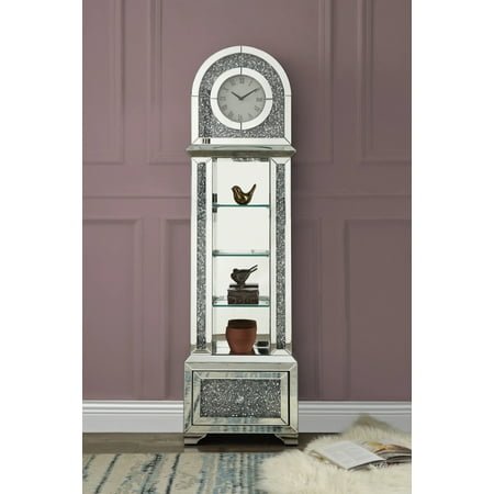 Noralie GRANDFATHER CLOCK W/LED Mirrored & Faux Diamonds AC00353