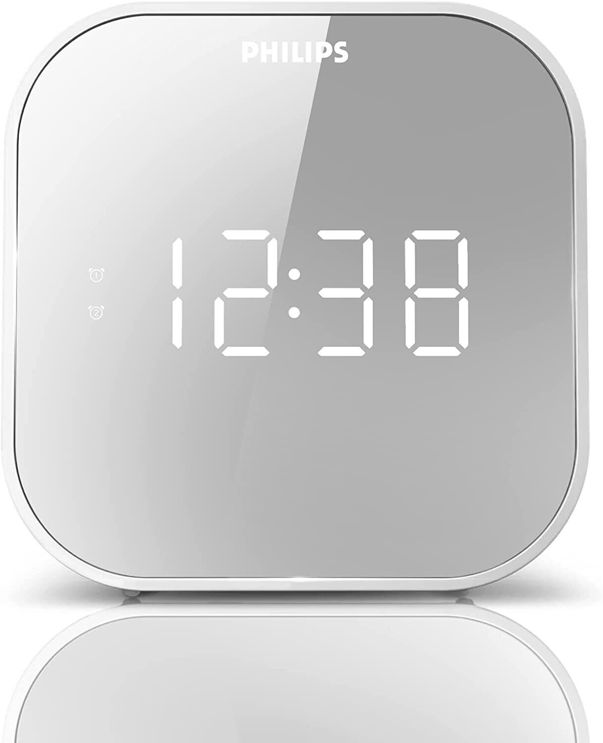 Philips Alarm Radio Clock With USB. Easy Snooze. USB Port- Battery Backup