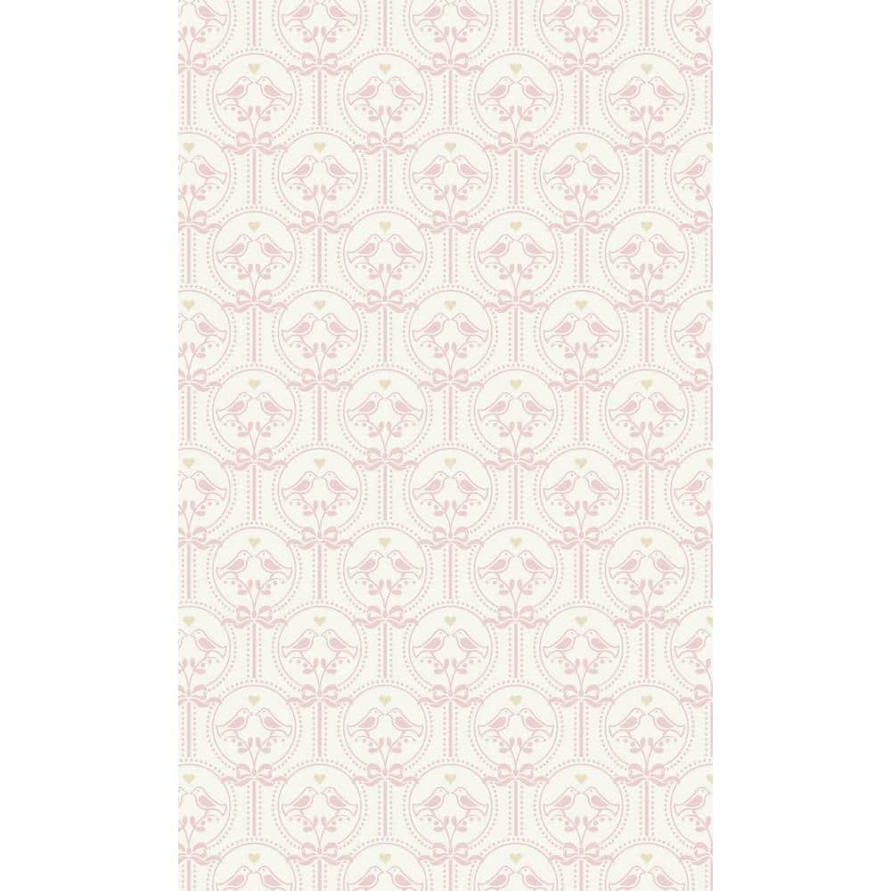 Pink Non-Pasted Oiseaux Birds Lovers Tropical Shelf Liner Non- Woven Wallpaper Double...