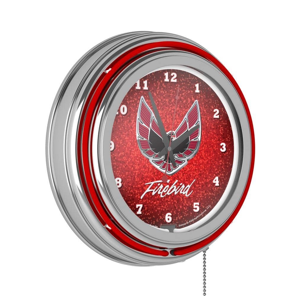 Pontiac Red Firebird Red Lighted Analog Neon Clock