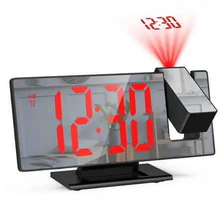 Projection Alarm Clock, AMIR Digital Clock 7 . 8 '' LED Mirror Display Snooze 12 / 24 H Digital