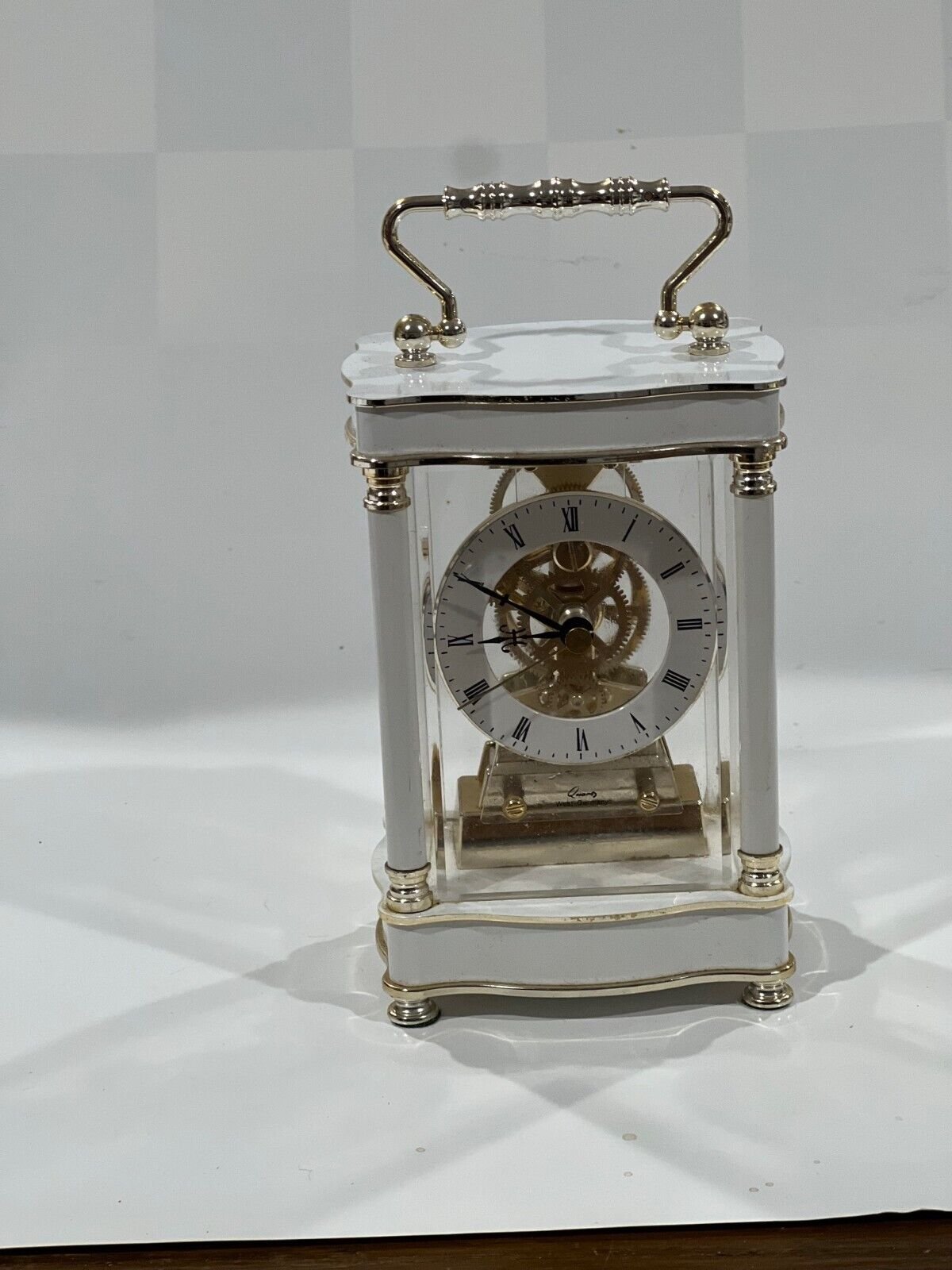 QUARTZ CARRIAGE MANTLE DESK TOP CLOCK MADE IN GERMANY 5.5 INCH HIGH IN GIFT BOX