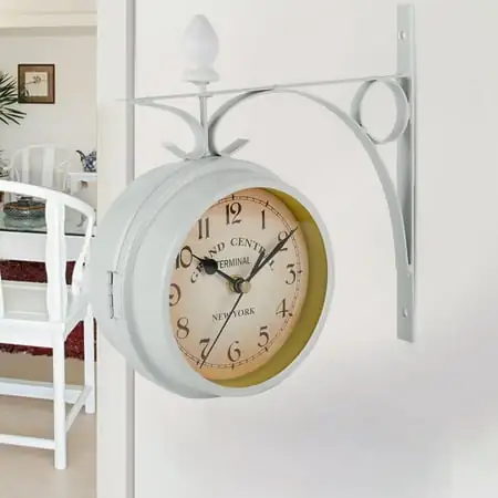 Retro Double Sided Garden Wall Clock,Vintage Industrial Two Sides Wall Hanging Clock for Indoor Decorative Retro Double Sided Garden Wall Clock,Vintage Industrial Two Sides Wall Hanging Clock for Indoor