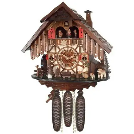 River City Clocks Eight Day Musical Cuckoo Clock Cottage with Beer Drinker and Moving Waterwheel photo River City Clocks Eight Day Musical Cuckoo Clock Cottage with Beer Drinker and Moving Waterwheel