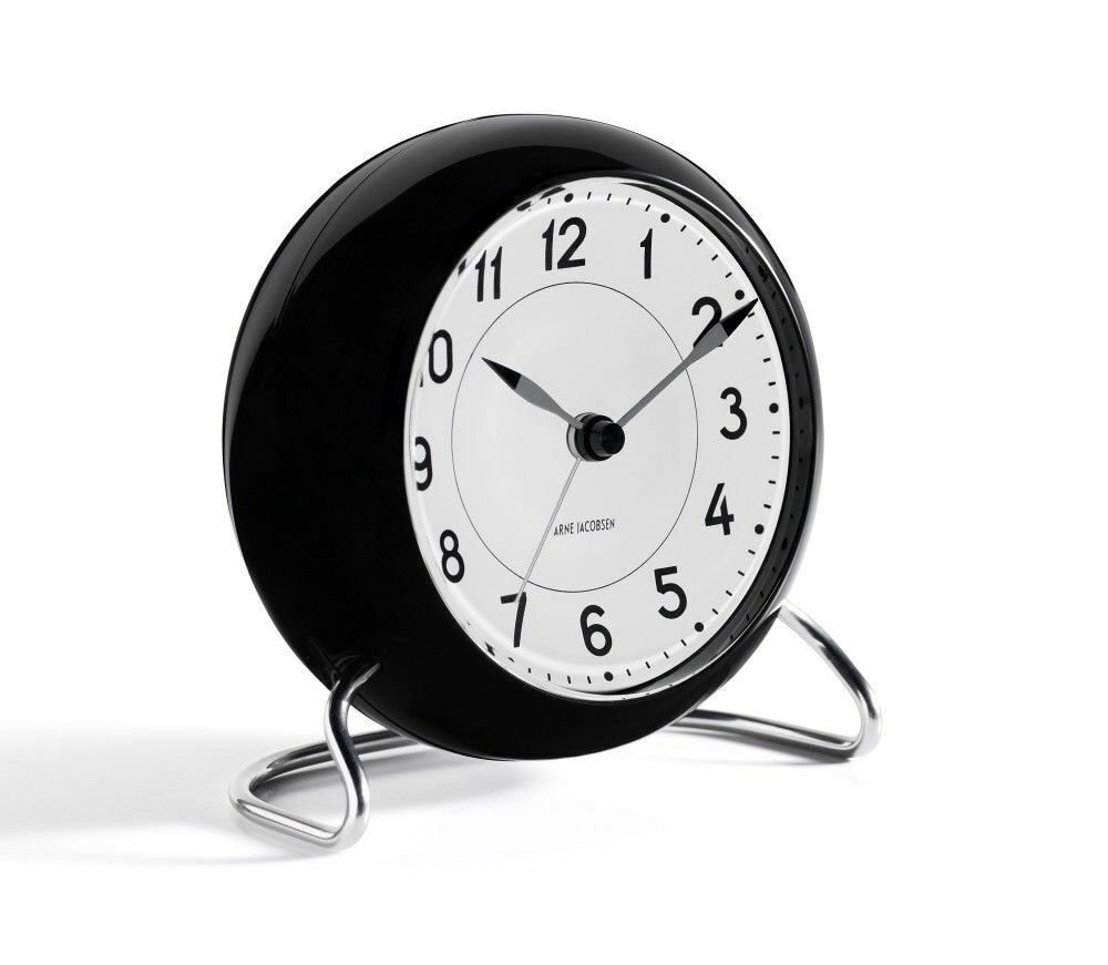 Rosendahl Arne Jacobsen table desk clock alarm black white Station danish design