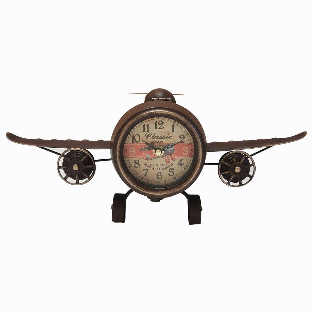 RUSTIC VINTAGE AIRPLANE Table Clock