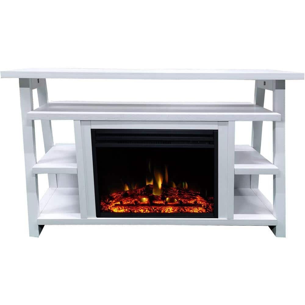 Sawyer 53.1 in. Industrial Freestanding Electric Fireplace with Enhanced Log Display in...
