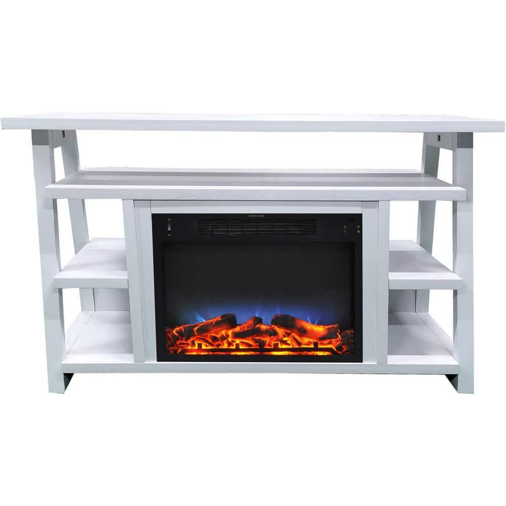 Sawyer 53.1 in. Industrial Freestanding Electric Fireplace with Realistic Log Display in...
