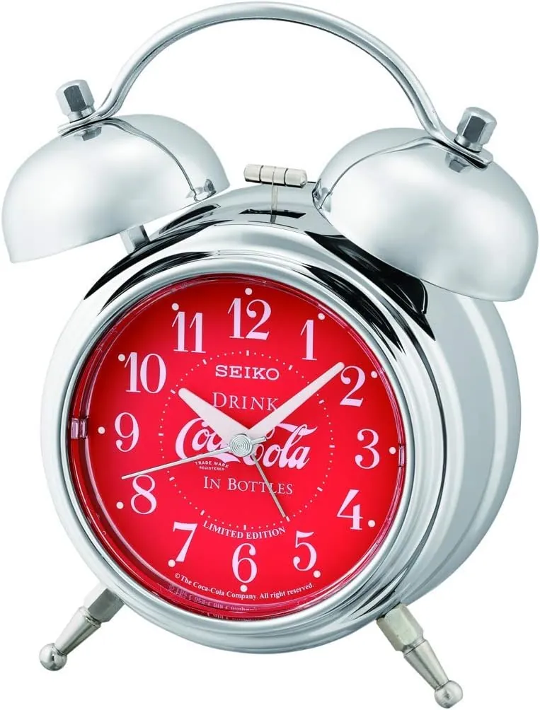 Seiko Deux Bell Bedroom Alarm Coca Cola Clock, Red/Silver