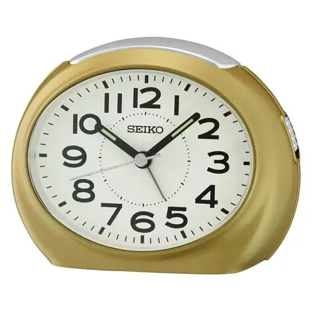 Seiko Tokai Bedside Alarm Clock, Metallic Gold Traditional Quartz Analog QHE 193 GLH photo