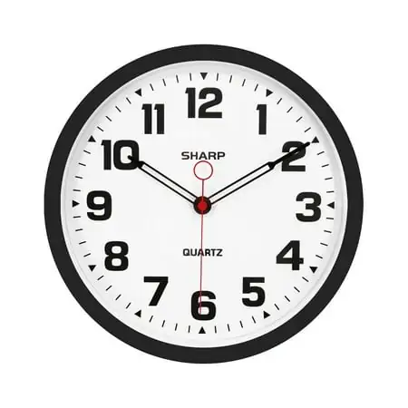 Sharp Matte Black Wall Clock 12 Non Ticking Modern Style Quartz Analog Display Battery Operated
