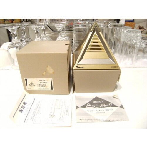 Showa Retro 80's SEIKO Pyramid Talk DA587G with Box Table Clock LTD From JAPAN