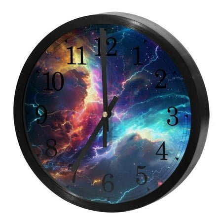 Silent Round Digital Wall Clock 9.8 Inch Easy Read-Battery Operated Non Ticking Blue Lightning Clocks for Office Bedroom Living Room Kitchen Home Decor