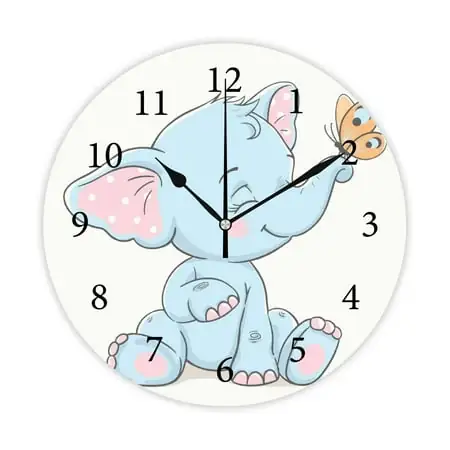 SKYSONIC Round PVC Wall Clock,Cute Baby Elephant,Wall Clock 10 Inch Silent Non Ticking Quality photo SKYSONIC Round PVC Wall Clock,Cute Baby Elephant,Wall Clock 10 Inch Silent Non Ticking Quality